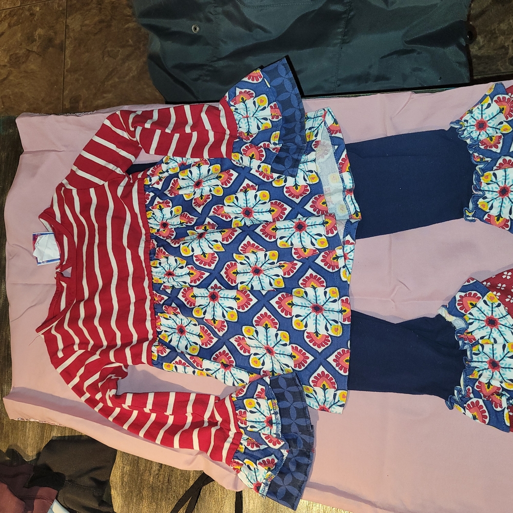 Jumping Fences Size 5 Colorful Striped and Floral Kids Outfit